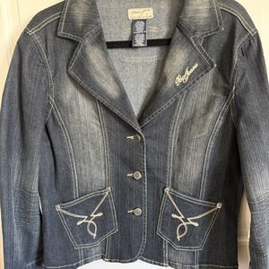 Vintage Paco Jeans Jacket Women’s XL Blue Denim Y2K Streetwear 90s Embroidered